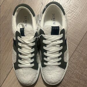 J. Crew Men's Sneakers in White and Dark Green